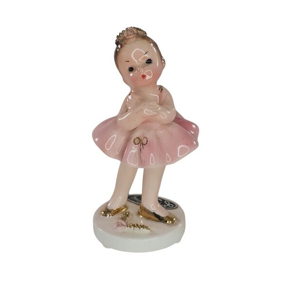 Josef Originals Ballerina Pink Tutu Girl Figurine Gold Shoes *REPAIRED* - Picture 1 of 10